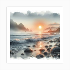 Sunset At The Beach 2 Art Print