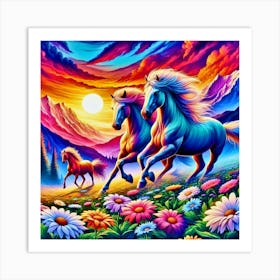 Horses In The Field 1 Art Print