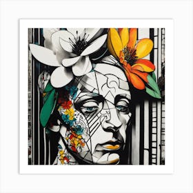 Harmony In Contrast Exploring Op Art, Picasso S Portrait, And The Urban Canvas Of Graffiti Adorned Mannequins Art Print