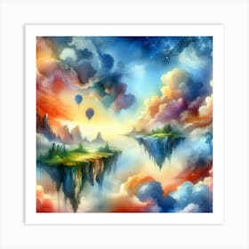 Islands In The Sky (In Watercolour) Style D Art Print