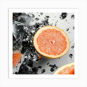 Grapefruit With Black Shards Art Print