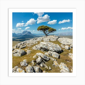 Lone Tree On A Rock Art Print