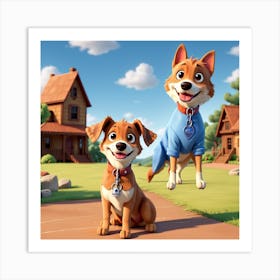 Dogs In The Park Art Print