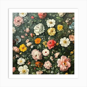 Roses In The Garden Art 1 Art Print