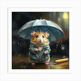 Hamster In The Rain 6 Art Print