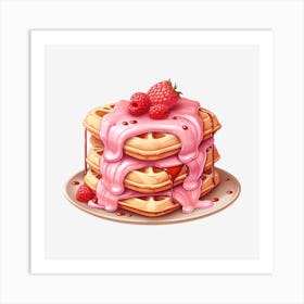 Waffles With Raspberry Icing Art Print