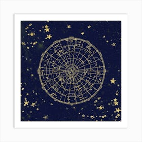 Star Map Gold And Navy II Art Print