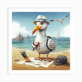 Seagull On The Beach 13 Art Print