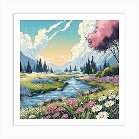 Serene And Peaceful Meadow 7 Art Print