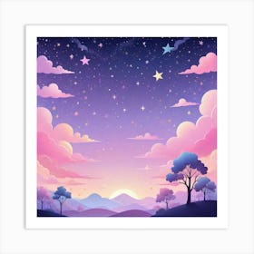 Sky With Twinkling Stars In Pastel Colors Square Composition 4 Art Print