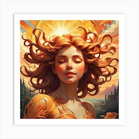 Girl With Long Hair Art Print