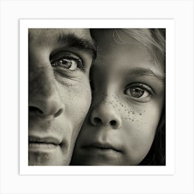 Portrait Of A Father And Daughter Art Print