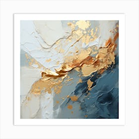 Abstract Gold And Blue Painting Art Print