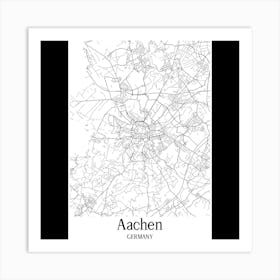 Aachen City Map Art Print