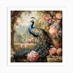 Peacock In The Garden Art Print