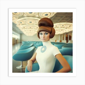 Blue Retro Mod 1960's Airport Lounge Series: #7 Art Print