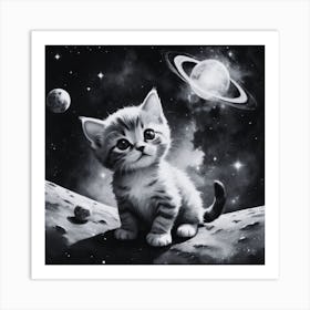 Kitten On The Moon Art Print