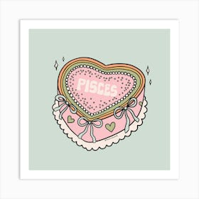 Pisces Heart Cake Art Print