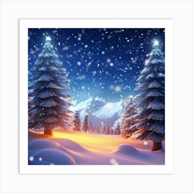 A Captivating Digital Render Of A Snowy Winter Banner Twinkling Magic Snowflakes Flirting With The Art Print