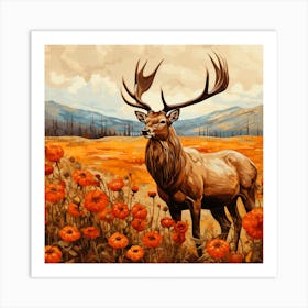 Deer In The Field Art Print