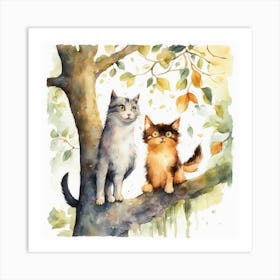 Two Cats In A Tree 1 Art Print