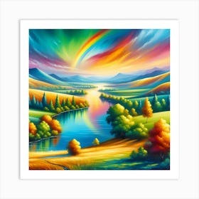 Rainbow Over The River Art Print