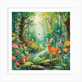 Deer In The Forest Art Print