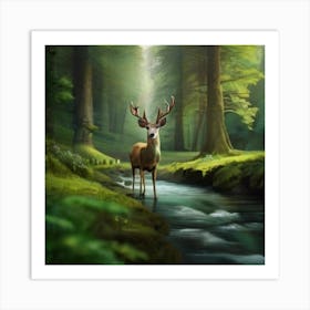 Deer In The Forest 1 Art Print