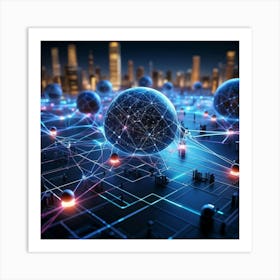 A Vast Network Of Interconnected Spheres Representing The Global Telecom And Finance Connectivity T (2) 2 Art Print