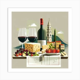 Wine And Cheese Art Print