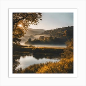 Sunrise Over A River Art Print