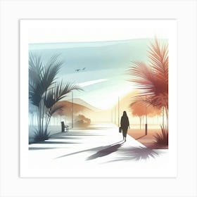 Woman Walking In The Park Art Print