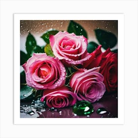 Pink roses Art Print