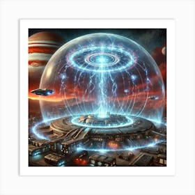 A Sci Fi Depiction Of A Glowing Energy Dome Art Print