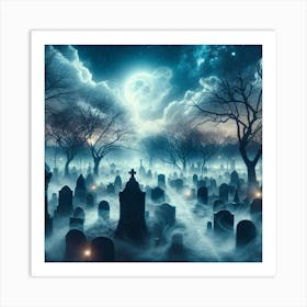 Graveyard At Night 14 Art Print