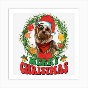 Merry Christmas Yorkie Santa Dog Lovers Ugly Sweater Xmas Art Print