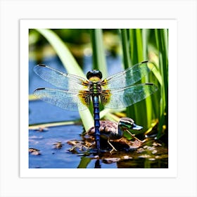 Nature Dragonfly Mating Couple Insect Sitting Duck Pond Lively Dvd Fauna Wild Animal Gras (9) Art Print