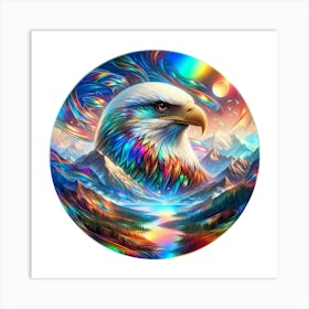 Eagle Head in Mountain Exposure Rainbow Color Gloss - Wild Bird Artwork 157 Art Print