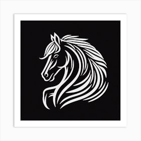 Horse Head On Black Background Art Print