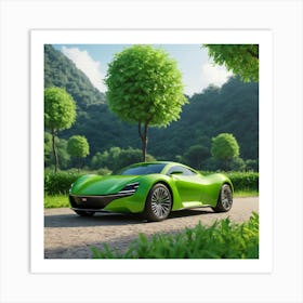 Green Sports Car Art Print