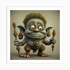 S 2076132625 Gs 7 Is 30 U 1 Oi 1 M Sdxl Funny 3d Hd Whimsical Stylized Fractal Recursive Little Crazy Troll (1) Art Print