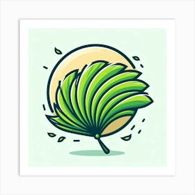 Green fan of palm leaves, Vector art 2 Art Print