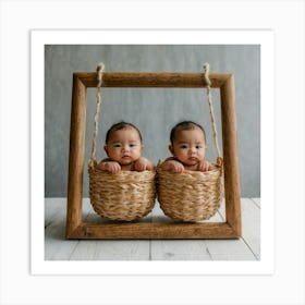 Twins In Baskets Art Print