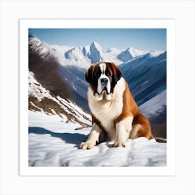 St Bernard Dog 68 Art Print