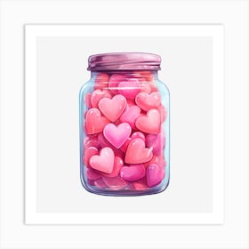 Pink Hearts In A Jar 17 Art Print