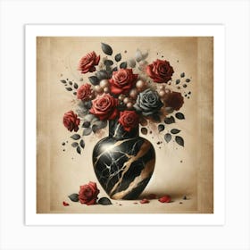 Roses In A Marble Vase 9 Art Print