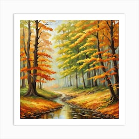 Forest In Autumn In Minimalist Style Square Composition 320 Art Print