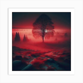 Lone Tree In The Fog 1 Art Print