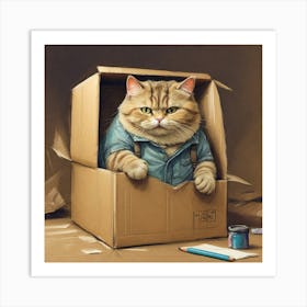 Cat In A Box 14 Art Print