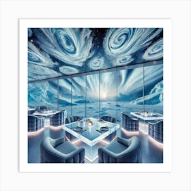 A Luxurious Restaurant With Transparent Ice Panels Art Print